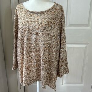 Chico’s NWT Metallic Bronze Gold Tan 3/4 Sleeve Top Sz 3 (XL)